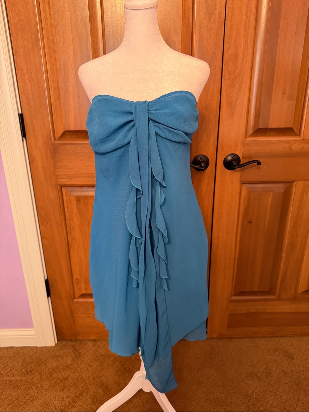 Hotkiss Blue Strapless Midi Dress Women’s Size Large Y2K